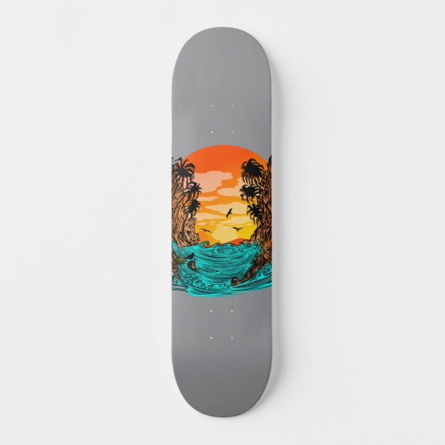 Skateboard Coucher de soleil de palmier (Recto)