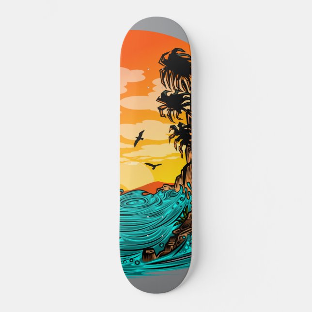 Skateboard Coucher de soleil de palmier (Recto)