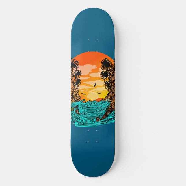 Skateboard Coucher de soleil de palmier (Recto)