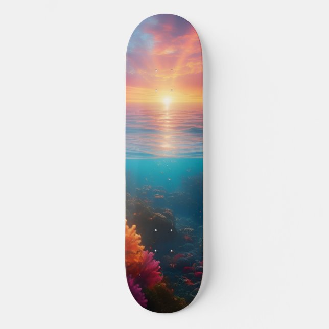 Skateboard Coucher de soleil sous-marin Tropical 1 (Recto)