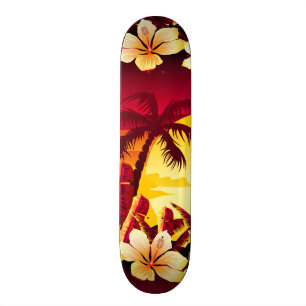 Skateboard Coucher de soleil tropical avec palmiers