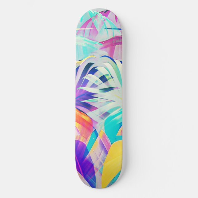 Skateboard Couleur Abstraite florale moderne Pastel (Recto)