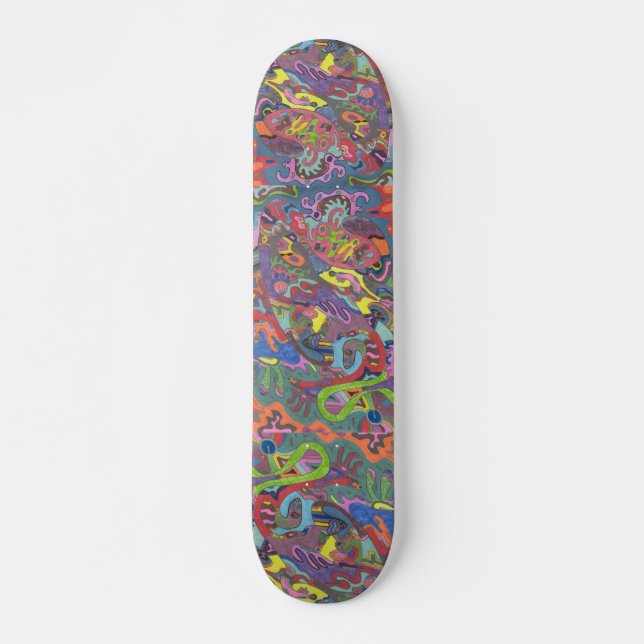 Skateboard Couleur Animée, abstraite d'origine (Devant)
