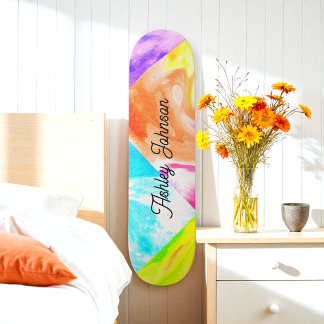 Skateboard Couleur Bleu Jaune Orange Nom Patinage