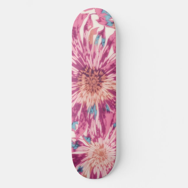 Skateboard Couleur De Teint Rose Et Bleu Sunburst (Recto)