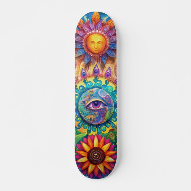 Skateboard Couleur tendance abstraite psychédélique 3ème œil  (Devant)