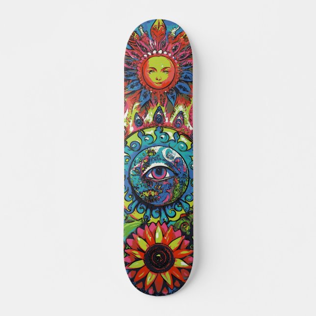 Skateboard Couleur tendance abstraite psychédélique 3ème œil  (Devant)