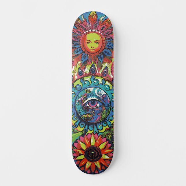 Skateboard Couleur tendance abstraite psychédélique 3ème Œil  (Recto)