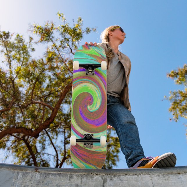 Skateboard Couleurs d'automne cool Retro Peinture à spirale d (Extérieur 1)