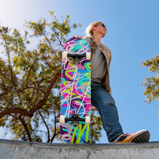 Skateboard Couleurs Joyeuses Moderne Abstrait  (Extérieur 1)
