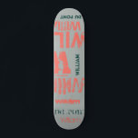 Skateboard Couleurs tendance Typographie Word Cloud Skateboar<br><div class="desc">Skateboard design aux accents de corail vivant, gris tempête et biome forestier. L'effet de ce design de rue tendance basé sur le texte dépend de la longueur de votre nom. Sélectionnez "Cliquez pour customiser plus loin" en bas de la page "Personnalisez ce modèle" pour obtenir le look que vous voulez....</div>