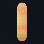 Skateboard Couleurs tendance Typographie Word Cloud Skateboar<br><div class="desc">Skateboard design aux accents d'orange flamboyant, buff orange et crème jaune. L'effet de ce design de rue tendance basé sur le texte dépend de la longueur de votre nom. Sélectionnez "Cliquez pour customiser plus loin" en bas de la page "Personnalisez ce modèle" pour obtenir le look que vous voulez. Vous...</div>