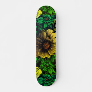 Skateboard Couleurs uniques Vintage imprimé floral