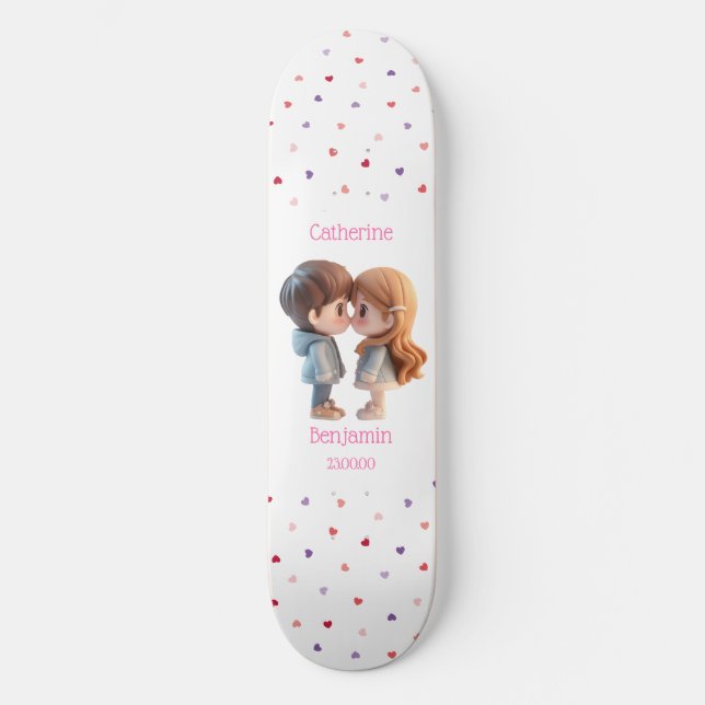 Skateboard Couple Couple Personnaliser Mariage Date Skateboar (Recto)