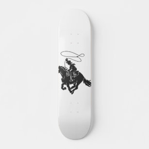Skateboard Cowboy à cheval bourré courant avec lasso