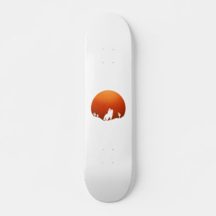 Skateboard Cowboy avec cheval Wild West paysage de coucher de