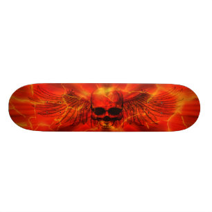 Skateboard Crâne à ailes par éclat rouge de lave