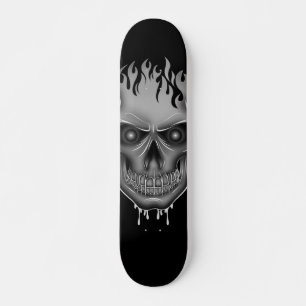 Skateboard Crâne à flamme - Argent