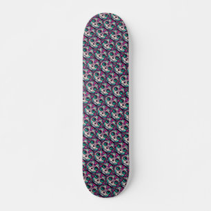 Skateboard Crâne à sucre de chats coloré