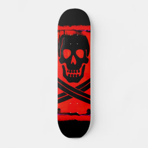 Skateboard Crâne avec Épées Croisées Œuvre d'Art Effrayante