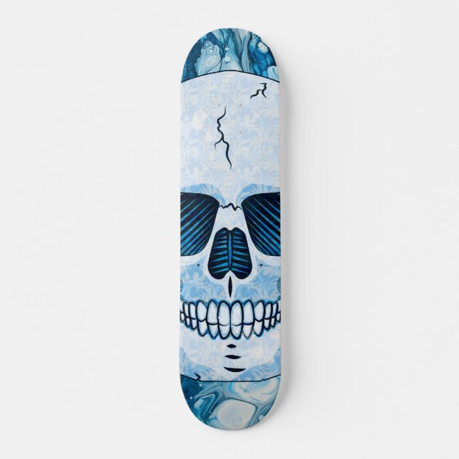 Skateboard Crâne bleu cool (Devant)