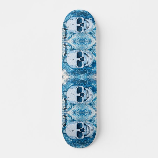 Skateboard Crâne bleu cool (Devant)
