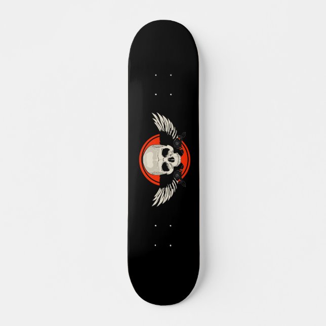 Skateboard Crâne d'aile - ORANGE (Devant)