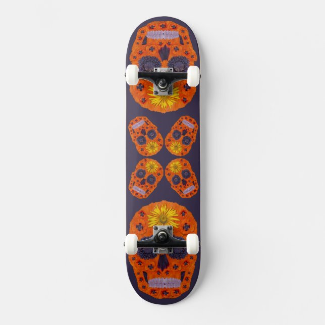 Skateboard Crâne de fleurs 1 (Recto)