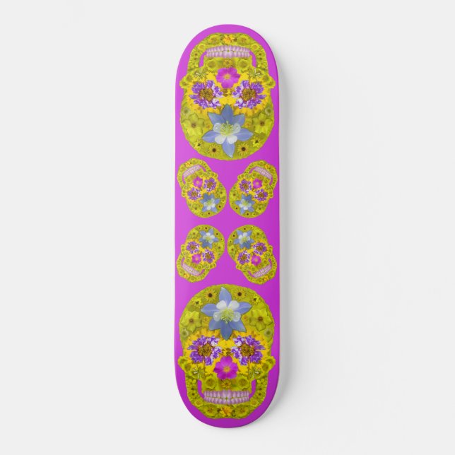 Skateboard Crâne de fleurs 3 (Recto)
