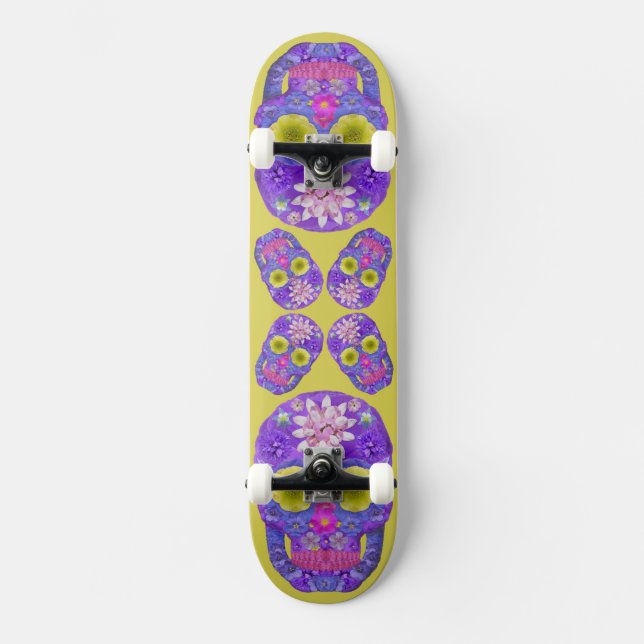 Skateboard Crâne de fleurs 5 (Recto)