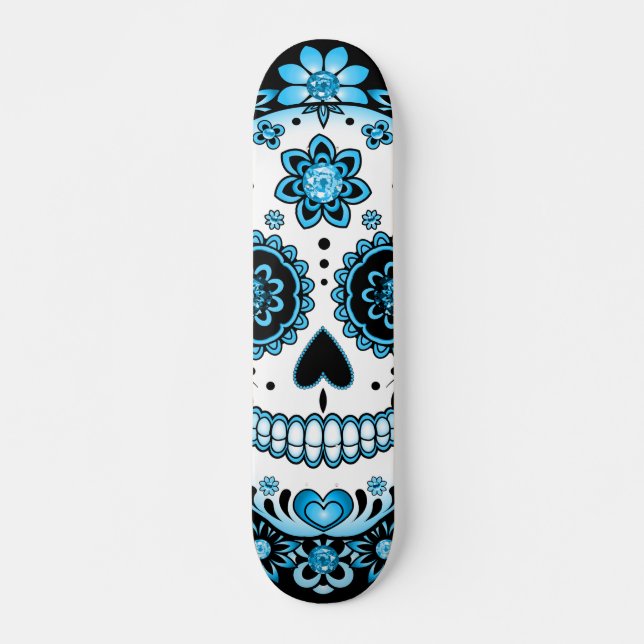 Skateboard Crâne de sucre bleu (Devant)