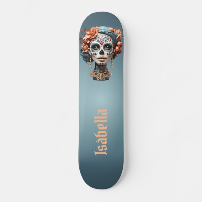 Skateboard Crâne de sucre multicolore gras (Recto)