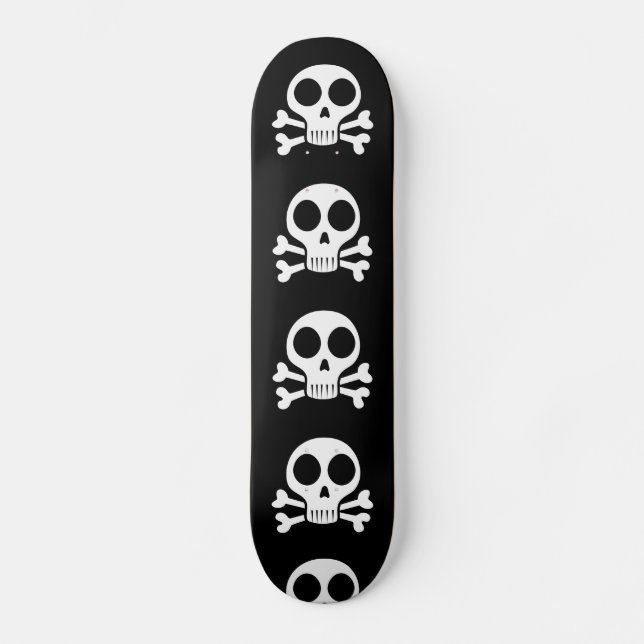 Skateboard crâne effrayant sur fond noir (Recto)