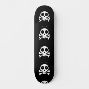 Skateboard crâne effrayant sur fond noir