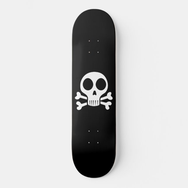 Skateboard crâne effrayant sur fond noir (Recto)