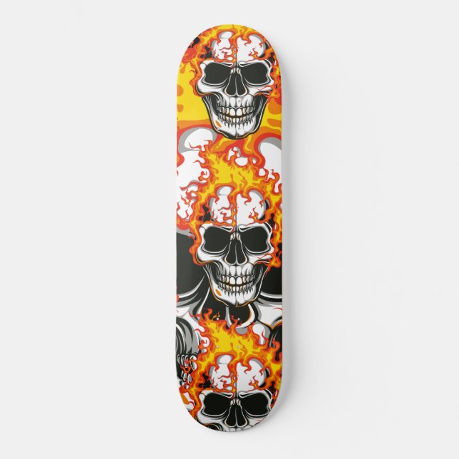 Skateboard Crâne en feu ardent  (Recto)