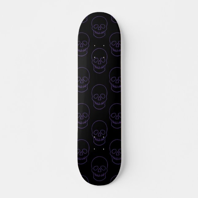 Skateboard Crâne en violet et noir (Devant)