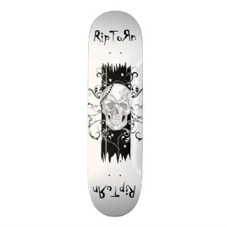 Skateboard Crâne et plate-forme noire et blanche en filigrane