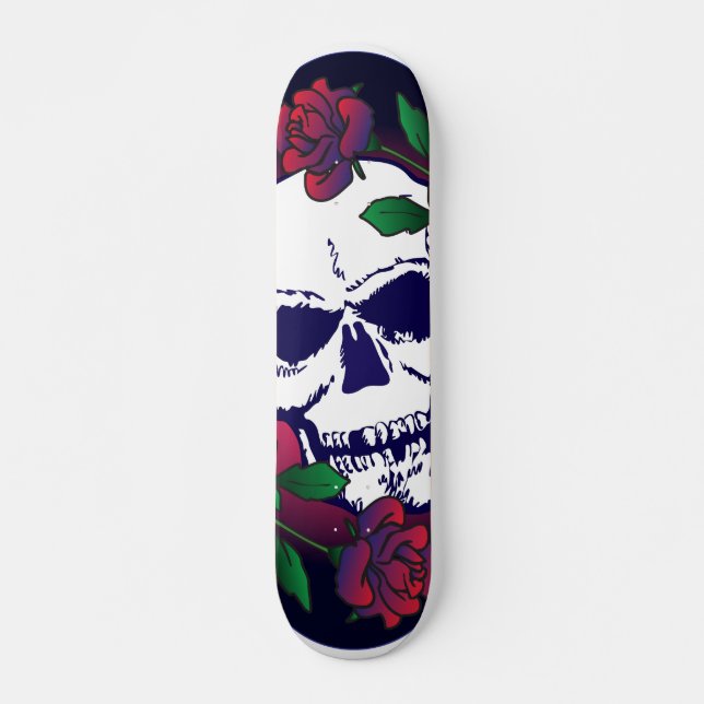 Skateboard Crâne et Rose (Devant)