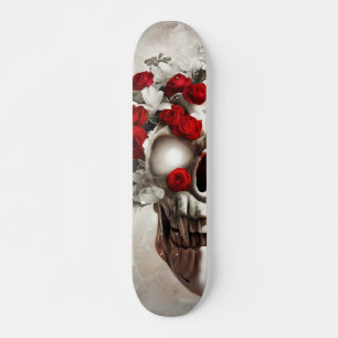 Skateboard Crâne et roses rouges
