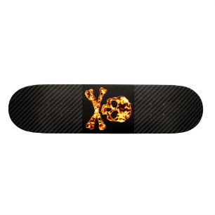 Skateboard Crâne flamboyant ardent et os croisés