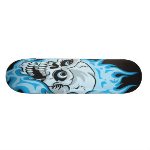 Skateboard Crâne flamboyant bleu