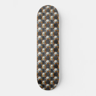 Skateboard Crâne floral gothique cuivre floral