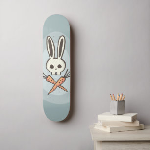 Skateboard Crâne lapin de dessin animé et os croisés