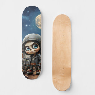 Skateboard Crâne Mignon Motard   Balade au Clair de Lune à Tr
