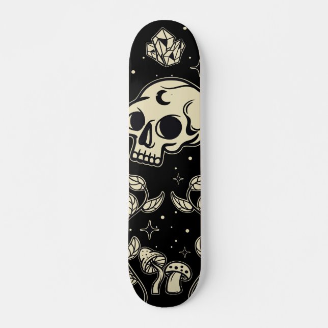 Skateboard Crâne mystique et champignon (Devant)