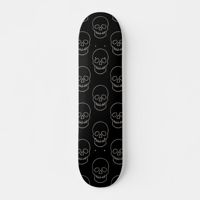 Skateboard Crâne - Noir de chauve-souris et Blanc d'os (Devant)