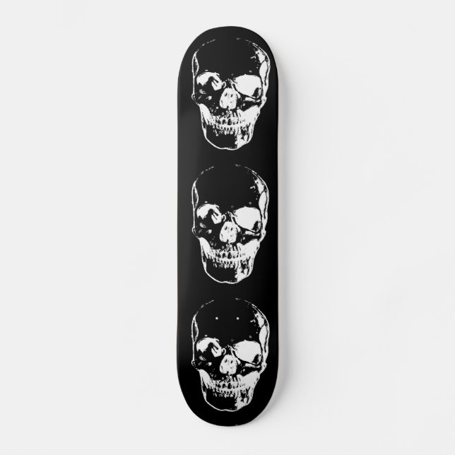Skateboard Crâne - noir et blanc (Recto)