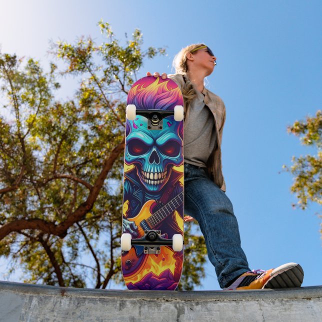 Skateboard Crâne Punk Rock (Extérieur 1)