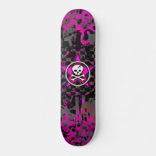 Skateboard Crâne rose d'étoile